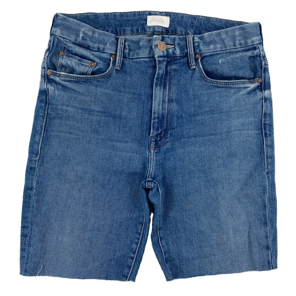 Mother High Waisted Looker Cut Off Shorts Women's 27 Blue Spice It Up